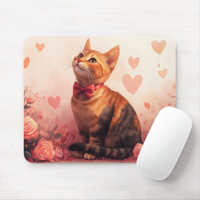 Mousepad Gato Abissínio com Rosas - Dia dos Namorados  (Com mouse)