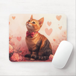 Mousepad Gato Abissínio com Rosas - Dia dos Namorados