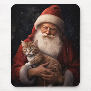 Mousepad Gato Abissino com Natal Festivo do Pai Natal
