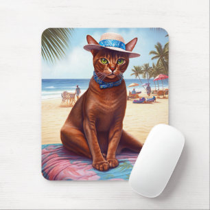 Mousepad Gato abissino na praia, presente de verão para o a