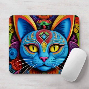 Mousepad Gato Abstrato Com Olhos Amarelos