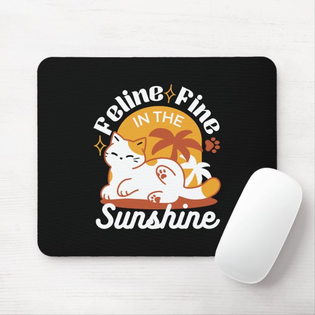 Mousepad Gato Adorável Relaxando no Sol - Pet de Verão (Com mouse)