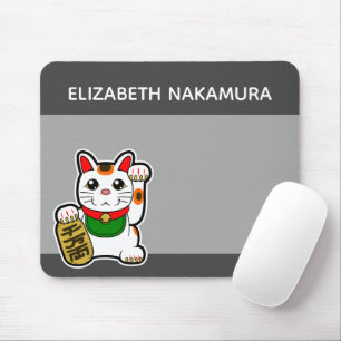 Mousepad Gato afortunado japonês personalizado