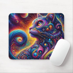 Mousepad Gato Arco-Íris de Galáxia Espiral