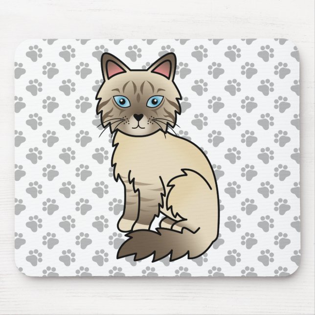 Mousepad Gato Birman / Ragdoll de Pontos de Chocolate Tabby (Frente)