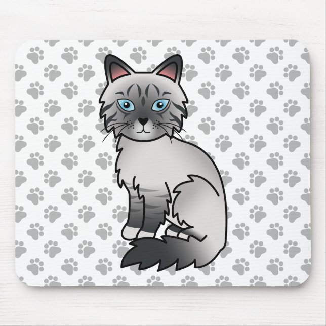 Mousepad Gato Birman / Ragdoll Tabby de Pontos Azuis & Pata (Frente)