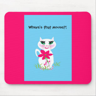 Mousepad Gato bonito branco do gatinho das crianças