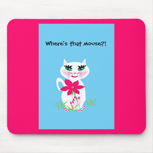 Mousepad Gato bonito branco do gatinho das crianças (Frente)