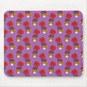 Mousepad Gato Bonito com Balões de Coração Vermelho