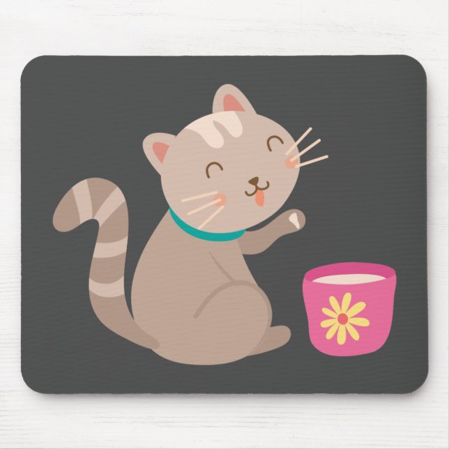 Mousepad Gato bonito com desenho animado (Frente)