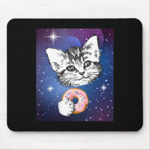 Mousepad Gato Bonito Comendo Uma Rosquinha No Espaço
