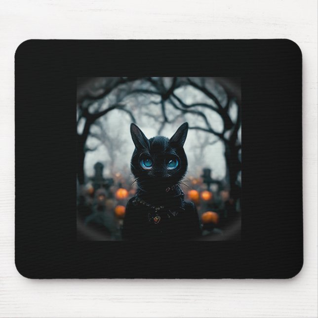 Mousepad Gato Bonito De Gato Para O Halloween (Frente)