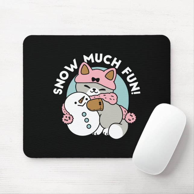 Mousepad Gato Bonito em Neve Gear com Arte Snowman (Com mouse)