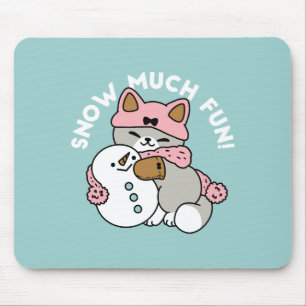 Mousepad Gato Bonito em Neve Gear com Arte Snowman