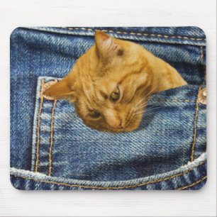 Mousepad Gato bonito nos jeans faz uma ilusão engraçada