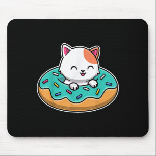 Mousepad Gato Bonito Numa Rosquinha Engraçada Gato Pão-De-N