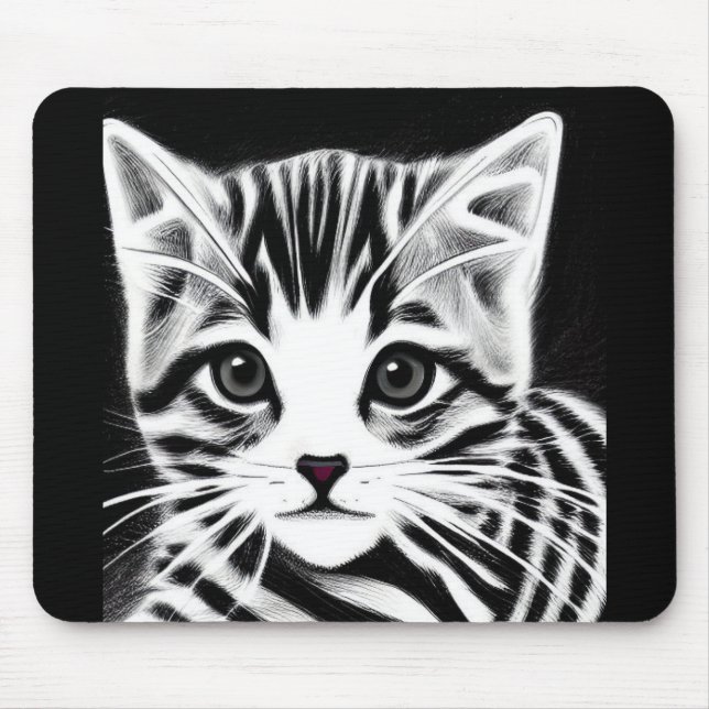 Mousepad Gato bonito, preto listrado (Frente)