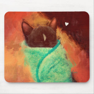 Mousepad Gato bonito Purrito com coração