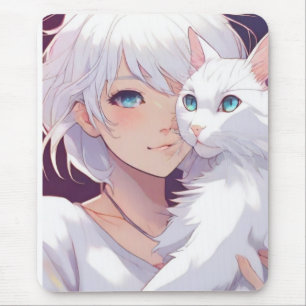 Mousepad Gato Branco