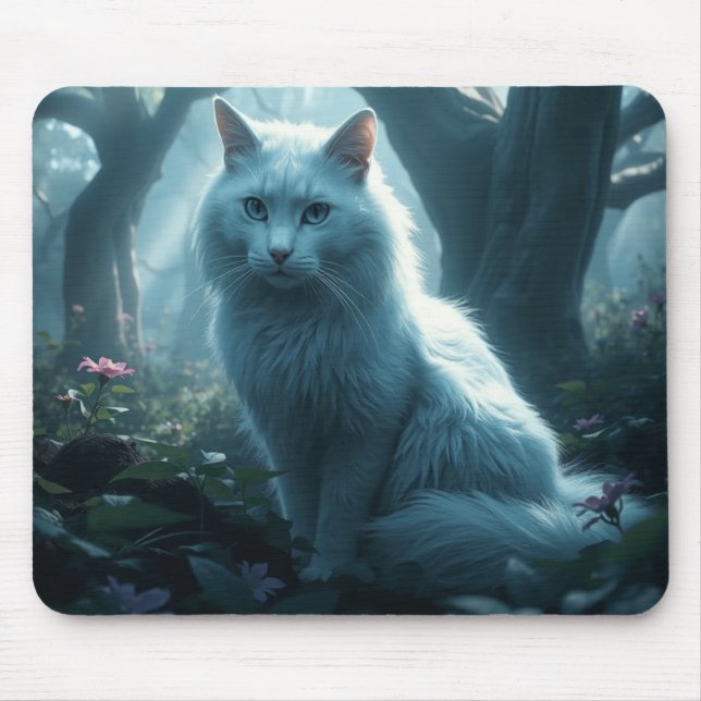 Mousepad Gato branco com o rato azul (Frente)