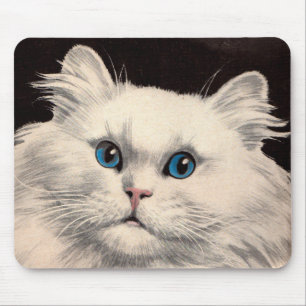 Mousepad gato branco com olhos azuis