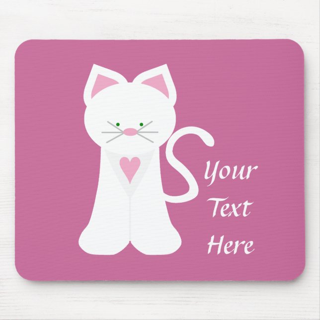 Mousepad Gato branco (customizável) (Frente)