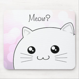 Mousepad Gato branco do gatinho do kawaii bonito