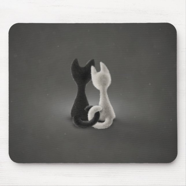 Mousepad Gato branco do gato preto (cor 2) (Frente)