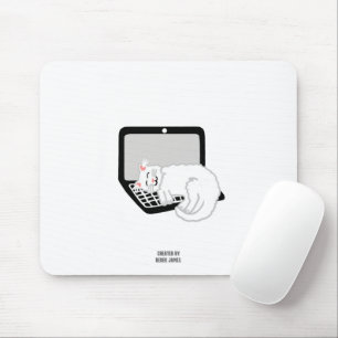 Mousepad Gato Branco Dormindo Na Placa Do Mouse Do Laptop