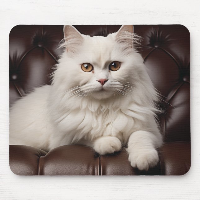 Mousepad Gato branco majestoso (Frente)