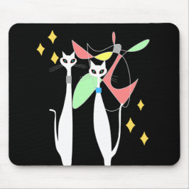 Mousepad Gato branco moderno do meio século atômico da era