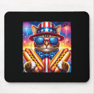 Mousepad Gato Cachorro-quente 4 De Julho Arco Patriótico En