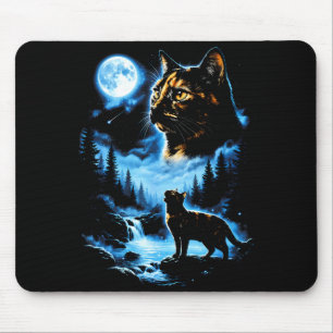 Mousepad Gato casca de tartaruga lua cheia floresta mística