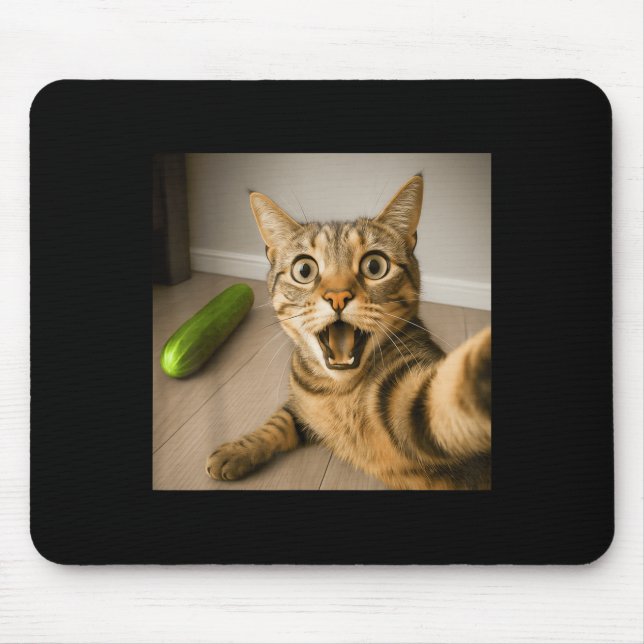 Mousepad Gato Chocado Engraçado Selfie Com Design de Memóri (Frente)