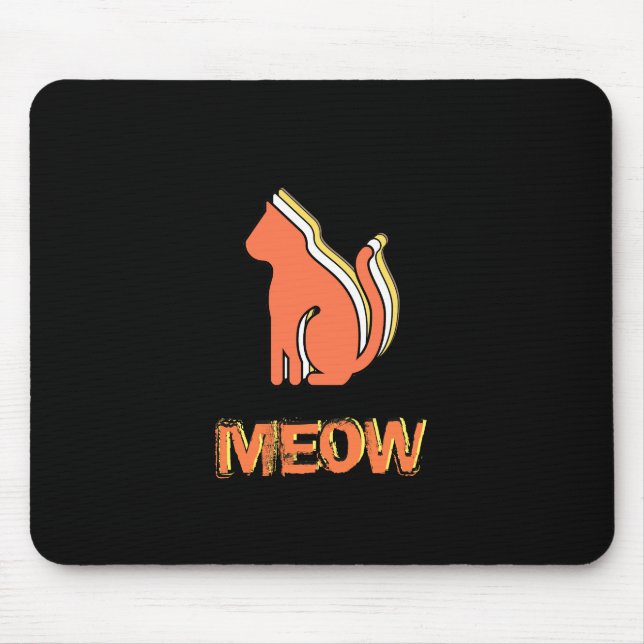 Mousepad Gato Cinto, Animal Laranja e Amarelo, Pop de Abstr (Frente)