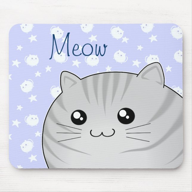 Mousepad Gato cinzento bonito do gatinho do gato malhado de (Frente)