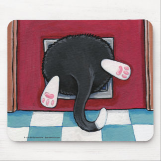 Mousepad Gato colado em uma aleta do gato - arte engraçada