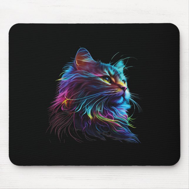 Mousepad Gato Colorido Bonito Para Gatinhos Amantes De Arte (Frente)