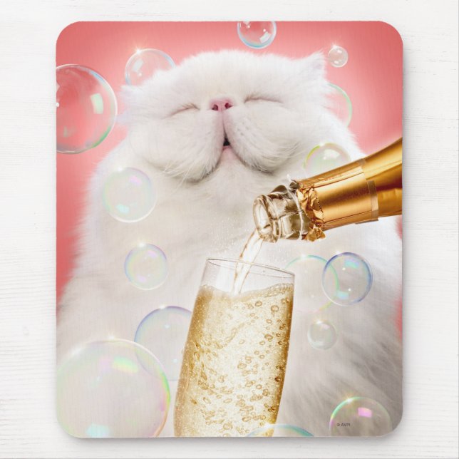 Mousepad Gato Com Champanhe (Frente)
