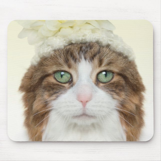 Mousepad Gato com chapéu da flor (Frente)
