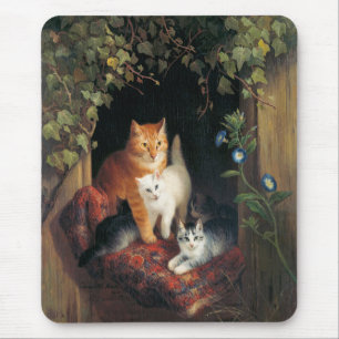 Mousepad Gato Com Gatinhos (Arte Animal)