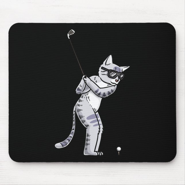 Mousepad Gato com Golf Club Golfe Jogador Golfe (Frente)