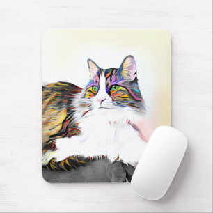 Mousepad Gato com lindas peles arco-íris
