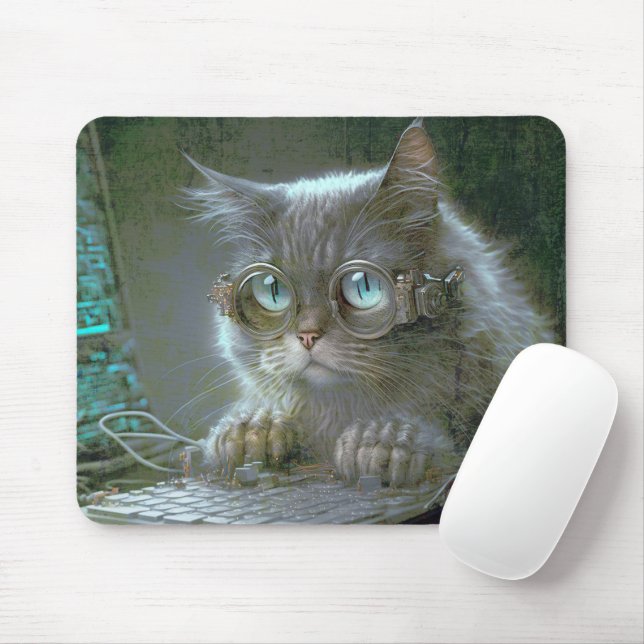 Mousepad Gato com óculos. (Com mouse)