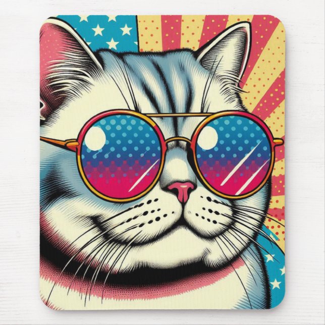 Mousepad Gato com óculos (Frente)