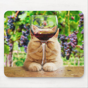 Mousepad Gato com Vidro de Vinho