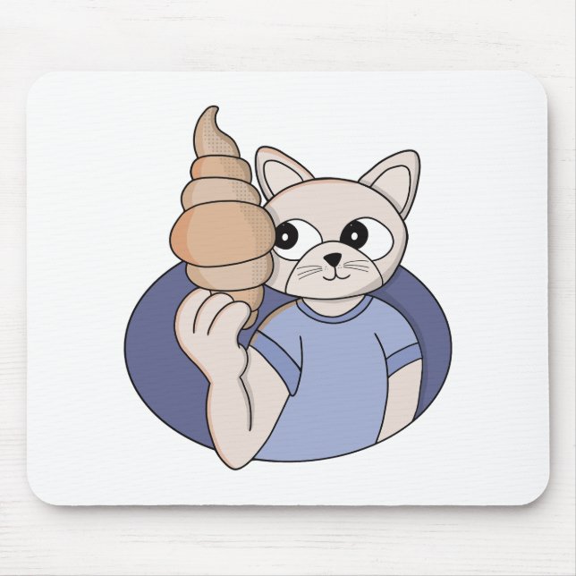 Mousepad Gato Croissant Engraçado (Frente)