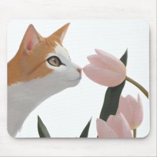 Mousepad Gato Curioso Floral de Primavera