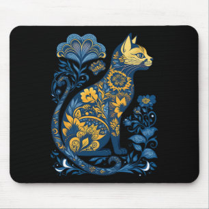 Mousepad Gato da Ucrânia Floral Vintage Bandeira Ucraniana