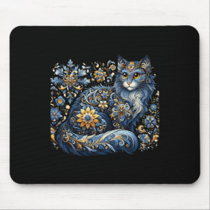 Mousepad Gato da Ucrânia Floral Vintage Bandeira Ucraniana